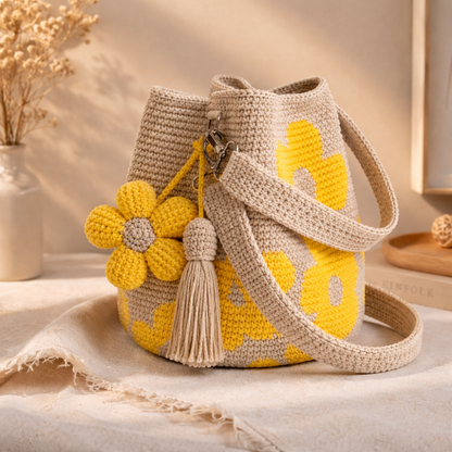 Crocheted Flower Tote Bag
