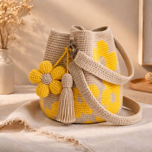 Crocheted Flower Tote Bag