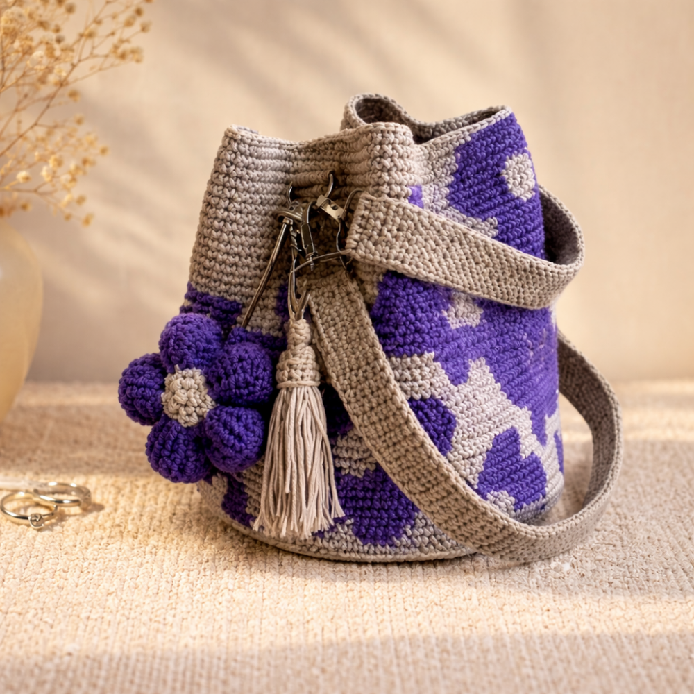 Crocheted Flower Tote Bag