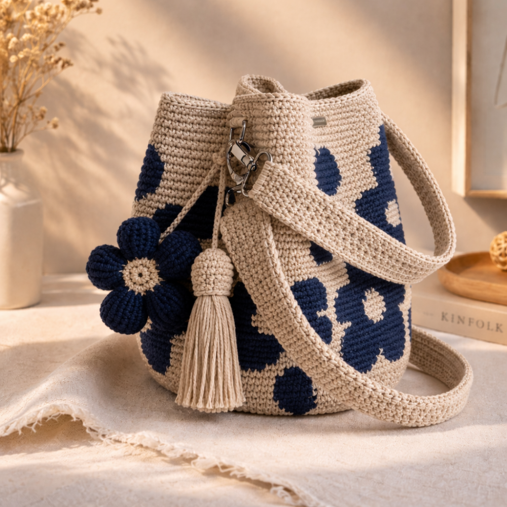 Crocheted Flower Tote Bag